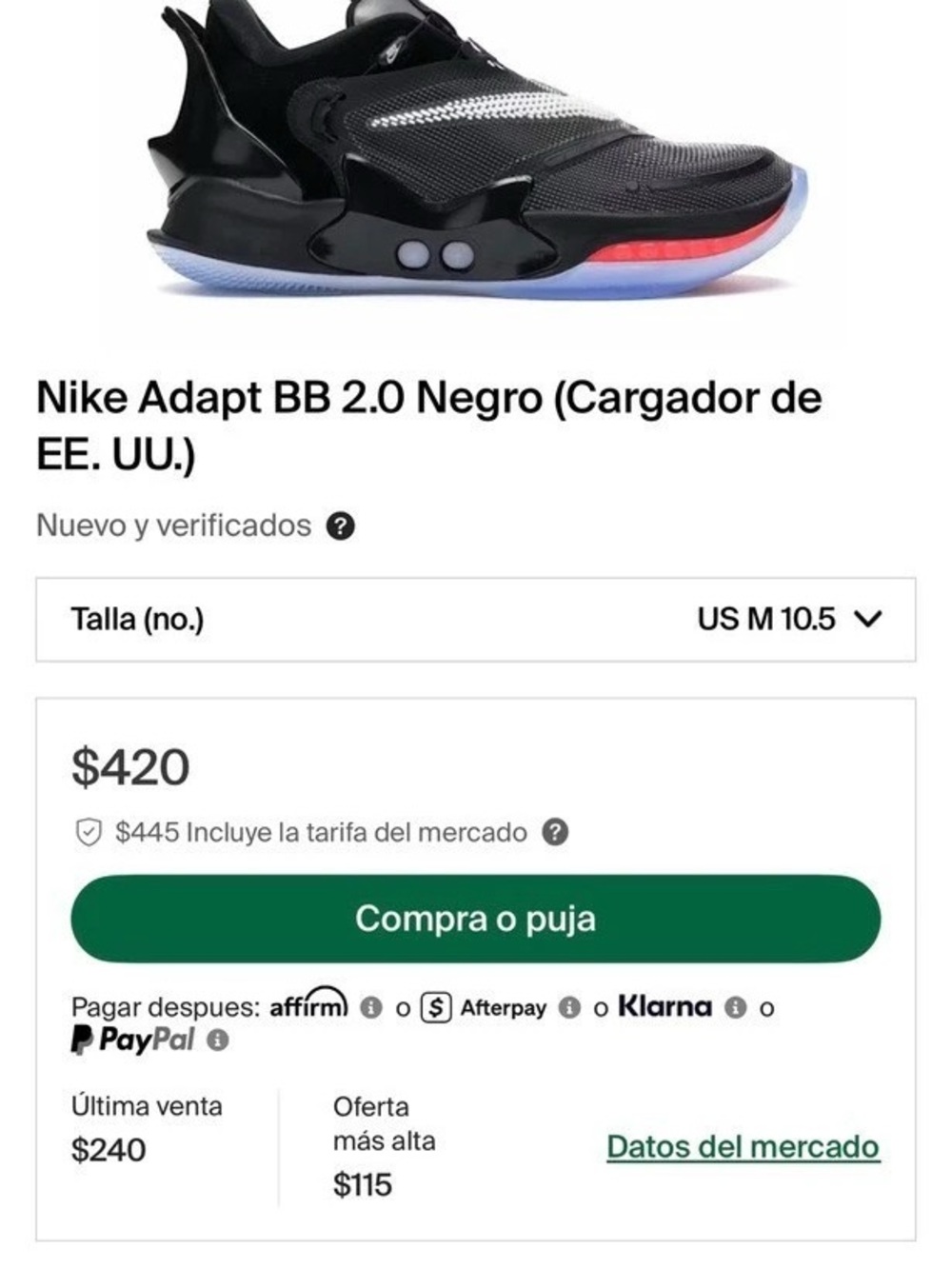Nike Adapt BB 2.0 Basketball Shoes Black & Red US 10.5